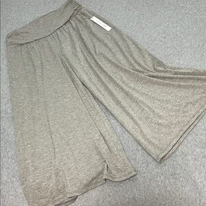 Joe B Wide Leg Cropped Pants Large Stretchy Jersey Knit Lounge Pullup Athleisure